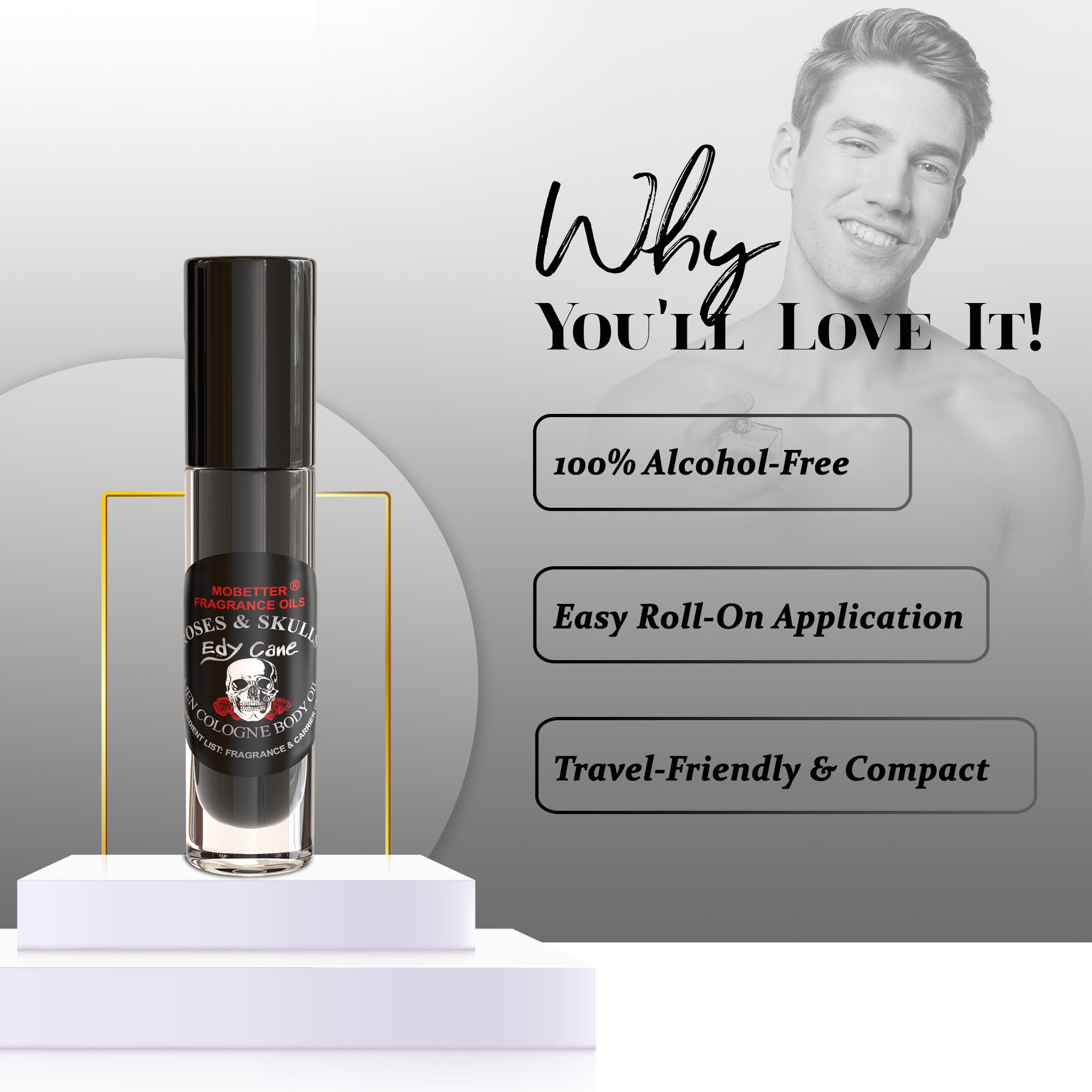 Image of Edy Cane Roses & Skulls Perfume Body Oil