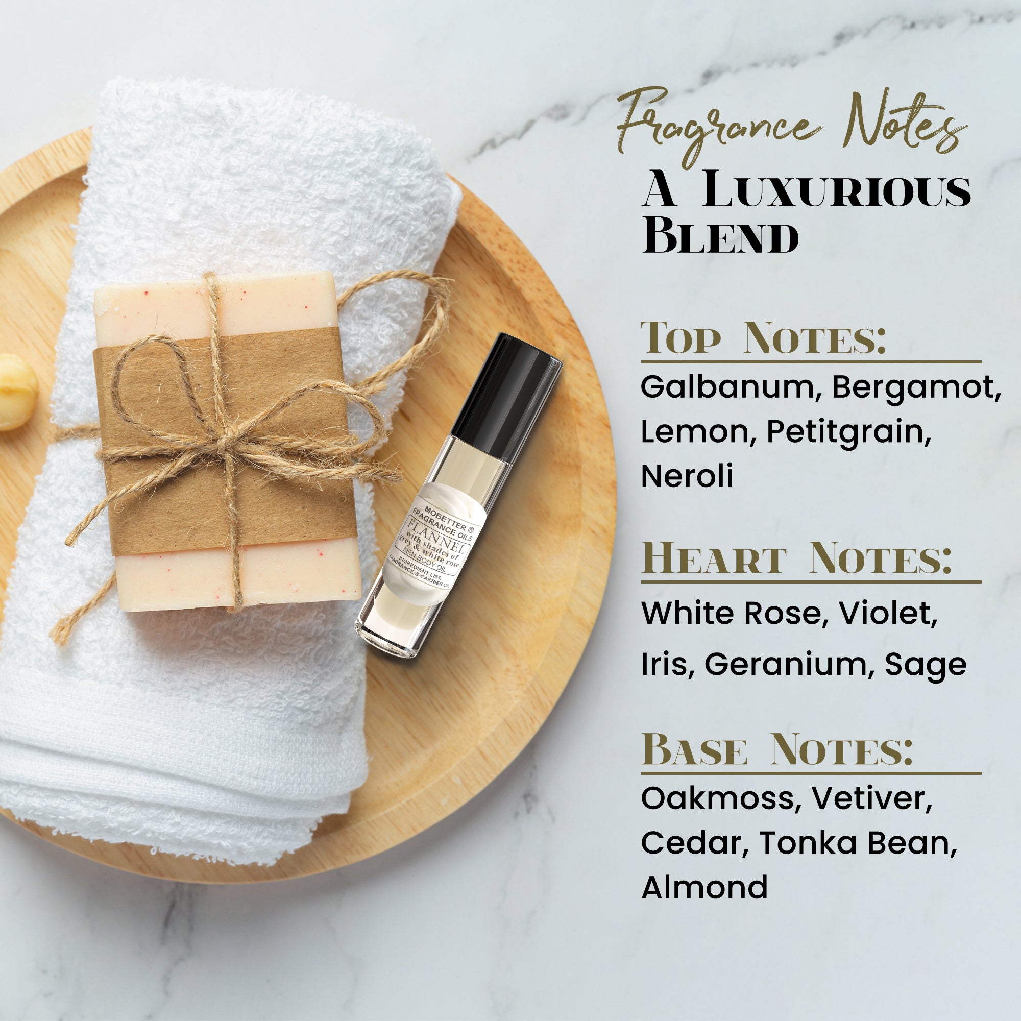 Image of Flannel With Shades of Grey and White Rose Perfume Body Oil
