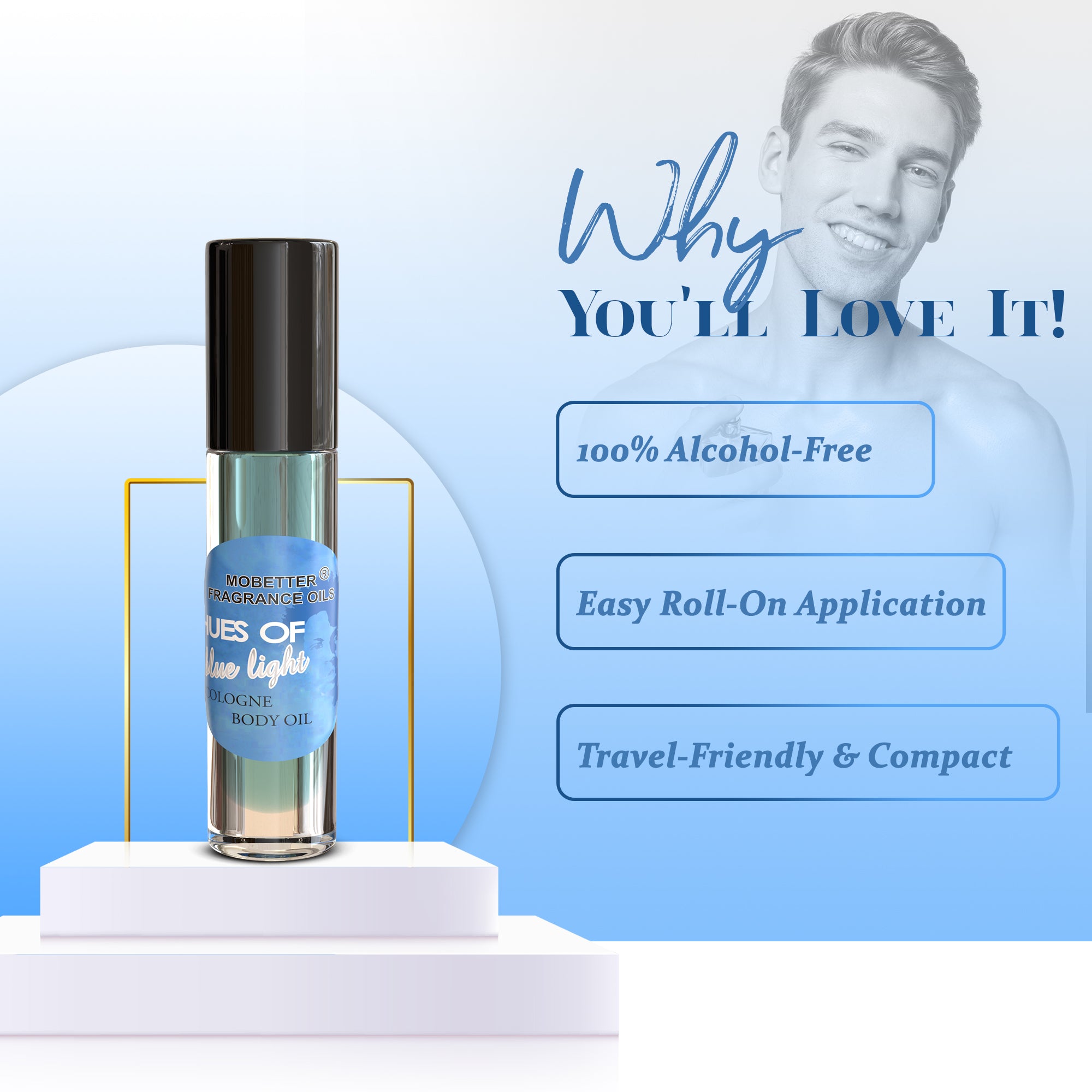 Image of Hues of Blue Light Men Perfume Body Oil